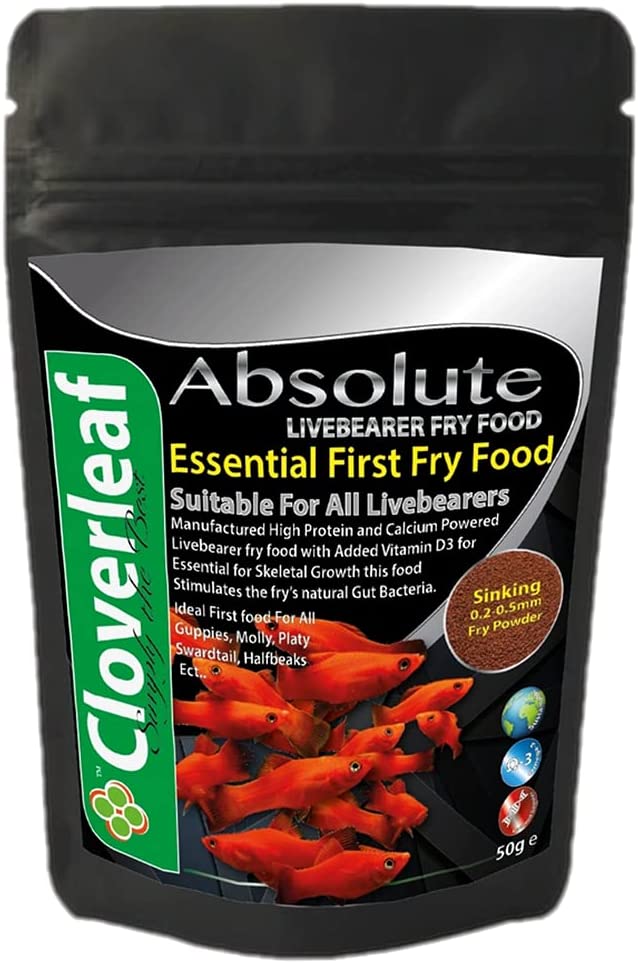 Cloverleaf Absolute Livebearer 45% High Protein Powdered Fry Starter Food 50g