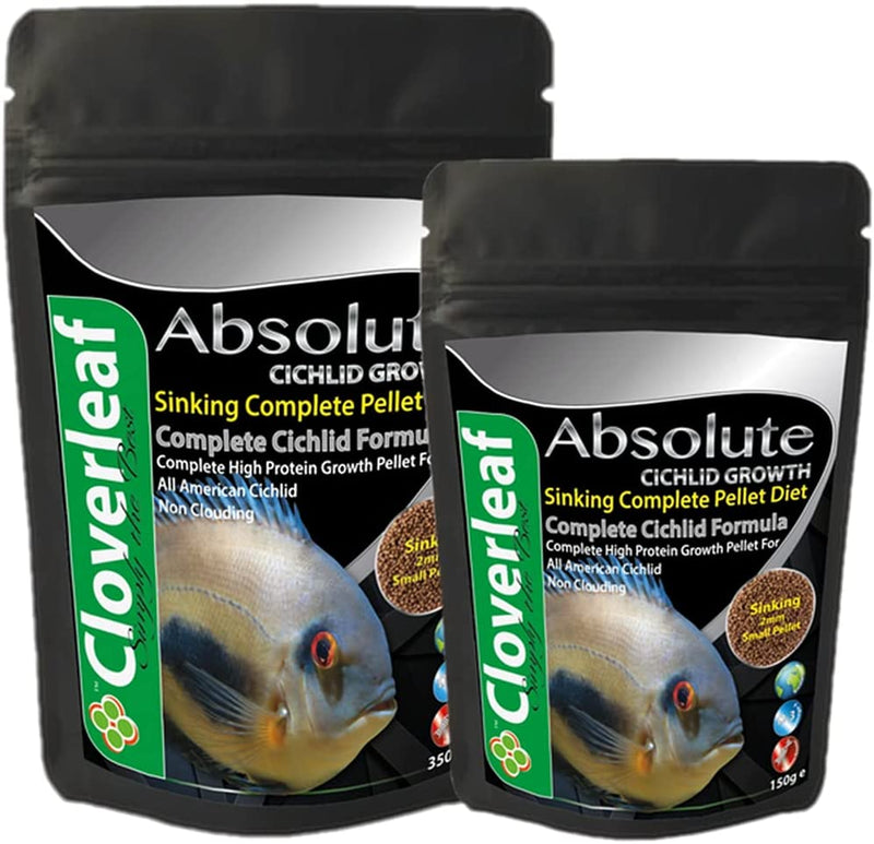 Cloverleaf 350g Absolute Cichlid Growth Sinking 54% Protein Pellets Food