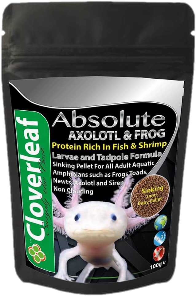 Cloverleaf Absolute Baby Axolotl & Frog 54% High Protein Sinking Pellets Food 100g